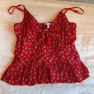 Red Floral Women's Top